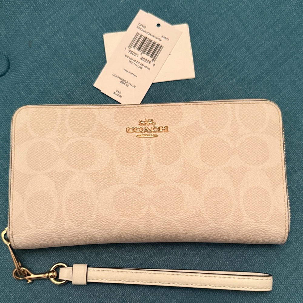 Coach Ivory Signature Wristlet